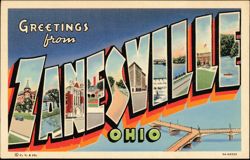 Greetings from Zanesville Ohio Large Letter Postcard