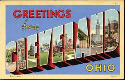 Greetings from Cleveland Ohio Large Letter Postcard