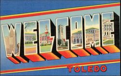 WELCOME Large Letter with City Views Postcard