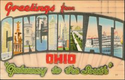 Greetings from Cincinnati Ohio, Gateway to the South Postcard