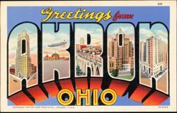 Greetings from Akron, Ohio Large Letter Postcard