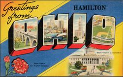 Greetings from Ohio Large Letter, Hamilton Postcard