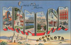 Greetings from Mandan, North Dakota Large Letter Postcard