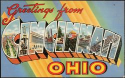 Greetings from Cincinnati Ohio Large Letter Postcard