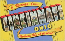 Large Letter Greetings from Cincinnati Ohio Postcard