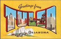 Greetings from Tulsa Large Letter Views Postcard
