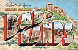 Greetings from North Dakota Bad Lands, Cedar Canyon Postcard