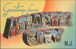 Greetings from Atlantic City Large Letter Postcard