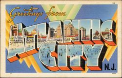Greetings from Atlantic City Large Letter Postcard
