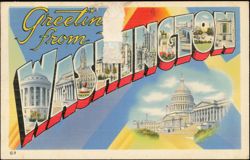Greetings from Washington D.C. Large Letter Capitol Building Postcard