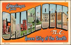 Greetings from Charlotte Queen City of the South Postcard
