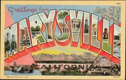 Greetings from Marysville California Large Letter Postcard