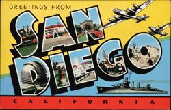 Greetings From San Diego Large Letter Postcard
