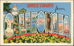 Greetings from California Large Letter Scenes Postcard
