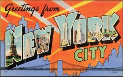Greetings from New York City Skyline Landmarks Postcard
