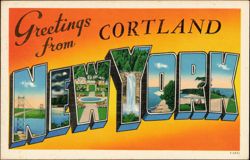 Greetings from Cortland New York Large Letter Postcard