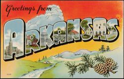 Greetings from Arkansas Large Letter, State Capitol Postcard
