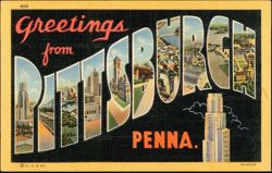 Greetings from Pittsburgh PENNA. Large Letter Postcard