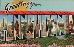 Greetings from Pennsylvania Large Letter Postcard
