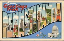 Greetings from Pennsylvania Large Letter Postcard
