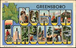 Greetings from Greensboro North Carolina Large Letter Postcard