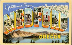 Greetings From Medford Oregon Large Letter Postcard