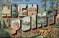 Greetings From High Point, Large Letter Scenes Postcard