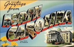 Greetings from North Carolina Large Letter Postcard