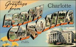 Greetings from North Carolina, Charlotte, Large Letter Postcard