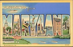 Greetings from Maryland Large Letter Postcard