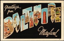 Greetings from Baltimore Large Letter Postcard