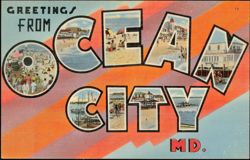 Greetings From Ocean City Large Letter Postcard