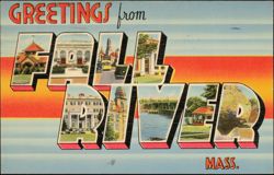 Greetings from Fall River Large Letter Postcard