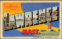 Greetings from Lawrence, Mass. Large Letter Postcard