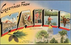 Greetings From Maine Large Letter Postcard