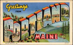 Greetings From Portland Maine Large Letter Postcard