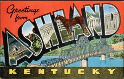 Greetings from Ashland Kentucky Large Letter with Views Postcard