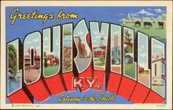 Greetings from Louisville KY Large Letter Scenes Postcard