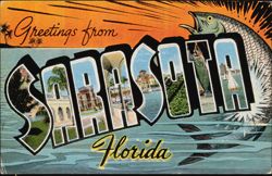 Greetings from Sarasota Florida Large Letter Fish Postcard