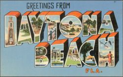 Greetings From Daytona Beach Large Letter Postcard