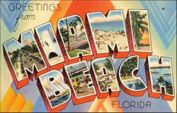 Greetings from Miami Beach Large Letter Postcard