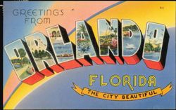 Greetings From Orlando Large Letter, The City Beautiful Postcard