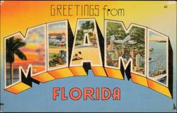 Greetings from Miami Florida Large Letter Postcard