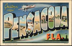 Greetings From Pensacola Large Letter Postcard