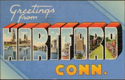 Greetings from Hartford Large Letter Scenes Postcard