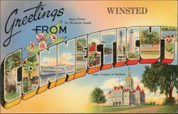 Greetings From Connecticut Large Letter Postcard