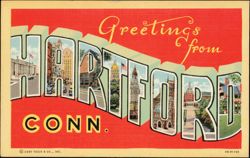 Greetings from Hartford Large Letter Postcard