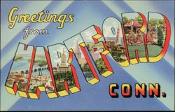 Greetings from Hartford Large Letter Postcard