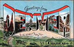 Greetings from Denver, Large Letter Views Postcard
