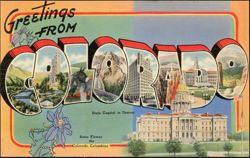 Greetings From Colorado Large Letter, State Capitol Postcard